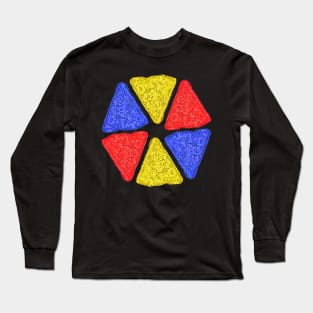 National Tortilla Chip Day TriColor Chips Hexaon Pattern Long Sleeve T-Shirt